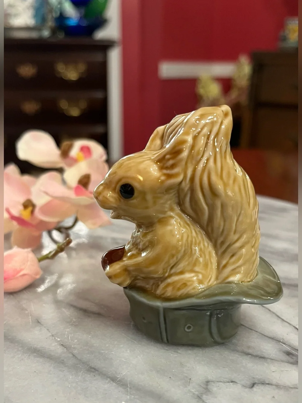 VTG Wade England Hattie the Squirrel Figurine in Green Top Hat Porcelain Whimsy